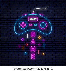 Neon icon for decoration in gaming clubs. Vector neon icon, sign for advertising game clubs.