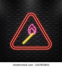 Neon Icon. Fire flame match. Abstract flat icon on white background. Vector illustration design