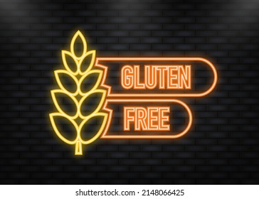 Neon Icon. Flat icon with lactose gluten gmo sugar free. Organic signs. Vector illustration