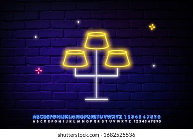 Neonsymbol für Bodenbeleuchtung. Elemente eines Möbelsatzes. Einfaches Symbol für Webseiten, Webdesign, mobile Apps, Infografiken