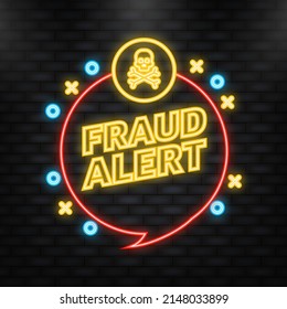 Neon Icon. Fraud alert. Alert message. Smartphone icon. Banner vector. Cyber crime hacker attack.