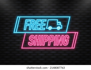 Neon Icon. Free shipping rubber stamp. Red Free shipping rubber grunge stamp vector illustration