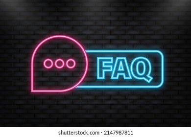 Neon Icon. Frequently Asked Questions FAQ Label