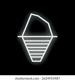 Neon icon is glowing, representing the concept of global warming and rising sea levels