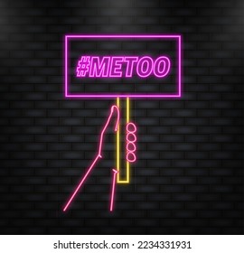 Neon Icon. Hashtag metoo lable. Tag metoo on white background. Vector illustration.
