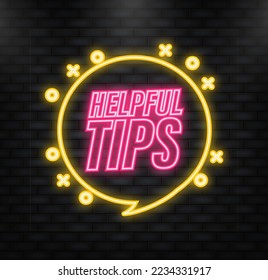 Icono Neon. Etiqueta de consejos útiles sobre fondo blanco