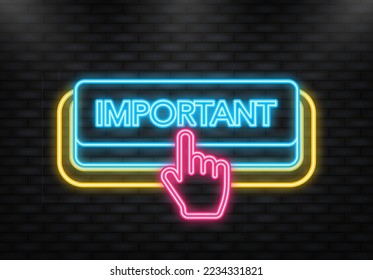 Icono Neon. Botón rojo importante en estilo 3D sobre fondo blanco. Ilustración del vector