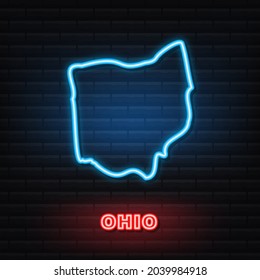Neon icon map of the state of Ohio from the united state of america. Vector illustration.