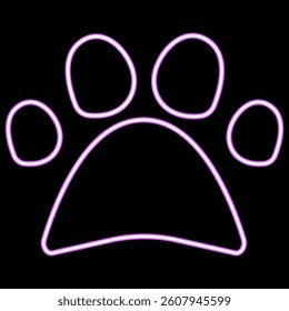 Neon icon paw print on black background
Vector neon paw print of dog cat