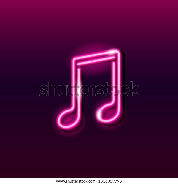 Neon Icon Pink Musical Note On Stock Vector Royalty Free