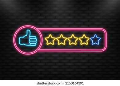 Neon Icon. Rating stars badges on a white background. Vector illustration.