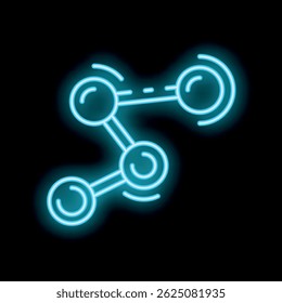 Icono de neón que representa la red de puntos conectados que brillan de color azul