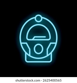 Neon icon representing a parking meter, perfect for projects related to parking, cities, and urban life