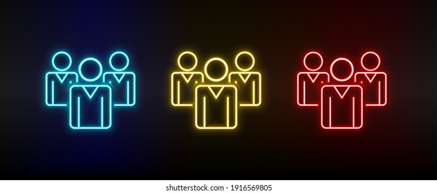 Neon icon set businesswoman, leader. Set of red, blue, yellow neon vector icon