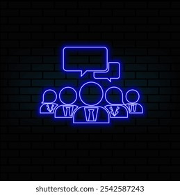 Neon icon set conversation, avatars, users. Set of red, blue, yellow neon vector icon.