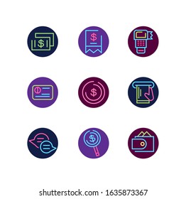 Neon icon set design of Shopping commerce market store shop retail buy paying banking and consumerism theme Vector illustration