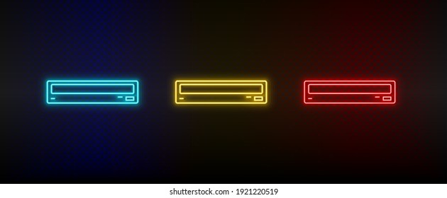 Icono de neón conjunto Sd. Icono de vector de neón rojo, azul, amarillo