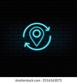 Neon icon set user, location. Set of red, blue, yellow neon vector icon.