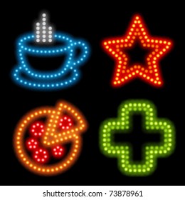 Neon icon set. Vector illustration Eps 10.