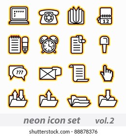 Neon icon set(vector, CMYK)