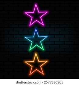 Neon icon in the shape of a star. Premium design. Happy Birthday concept. Exterior glossy effect strip. Vector Stock Illustration.