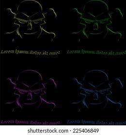 Neon icon skull and crossbones. Made in vector