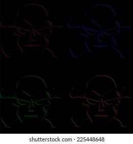 Neon icon skull and crossbones. Made in vector