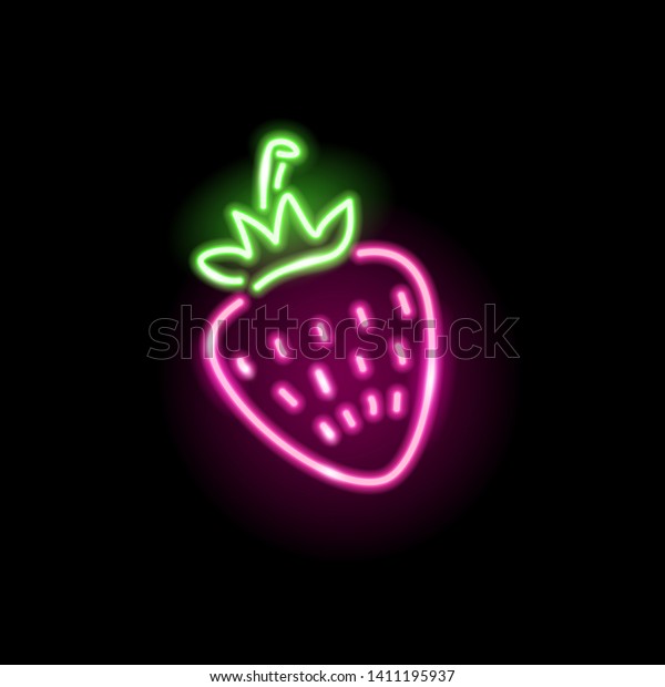 Neon Icon Strawberry Isolated On Black Stock Vector Royalty Free 1411195937