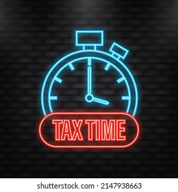 Neon Icon. Tax time red 3d realistic paper speech bubble isolated