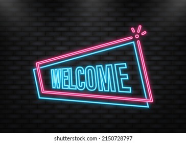 Neon Icon. Vintage welcome banner. Vector banner. Invitation card, banner.