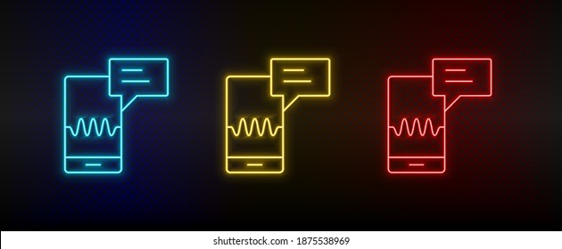 Neon Icons. Reply Mobile Signal. Set Of Red, Blue, Yellow Neon Vector Icon