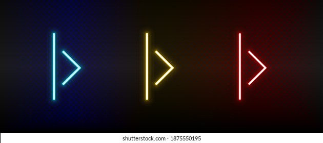 Iconos de neón. flecha Ui. Icono de vector de neón rojo, azul, amarillo
