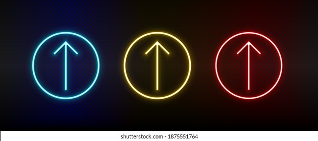Iconos de neón. flecha Ui. Icono de vector de neón rojo, azul, amarillo