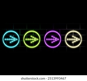 Iconos de neón. Ui flecha. Conjunto de icono de Vector de neón rojo, azul y amarillo.