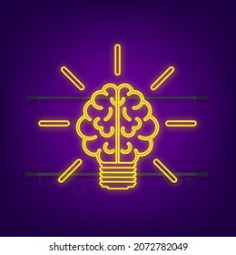 Neon idea for concept design. Lightbulb icon. Idea, solution, business, strategy concept. Vector stock illustration