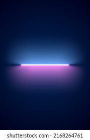Neon illumination background. Abstract 80s or synthwave styled backdrop with blue and purple lamp on the wallpaper.
