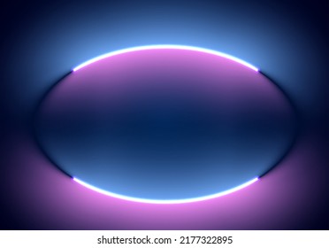 Neon illumination background. Abstract 80s or synthwave styled backdrop with blue and purple lamp on the wallpaper.