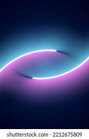 Neon illumination background. Abstract 80s or synthwave styled backdrop with blue and purple lamp on the wallpaper.
