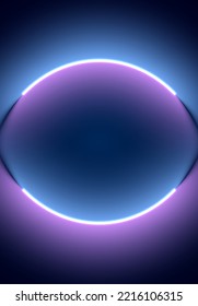 Fondo de iluminación de neón. Resumen de los años 80 o fondo sintomático con lámpara azul y violeta en el papel de la pared.