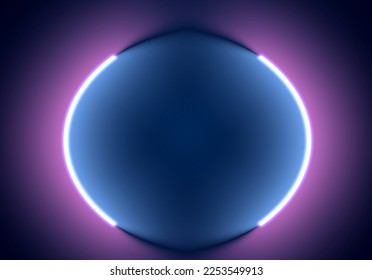 Neon illumination background. Abstract 80s or synthwave styled backdrop with blue and purple lamp on the wallpaper.