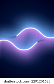 Fondo de iluminación de neón. Resumen de los años 80 o fondo sintomático con lámpara azul y violeta en el papel de la pared.