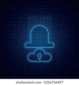 Neon Illustration rene magritte hat Cloud Security.