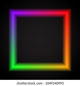 Neon iridescent frame. Design element with transparent light effect. Vector illustration
