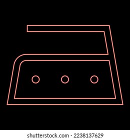 Neon ironing is allowed high temperature to two hundred 200 degrees Clothes care symbols Washing concept Laundry sign red color vector illustration image flat style light