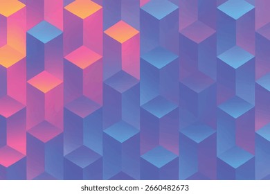Neon Isometric Cube Pattern with Futuristic Gradient Glow