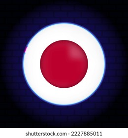 Neon Japan flag. Vector illustration.