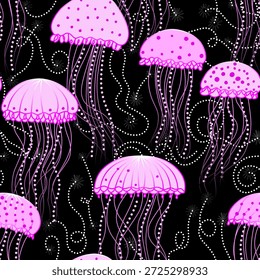 Neon Jellyfish Padrão Subaquático Sem Costura