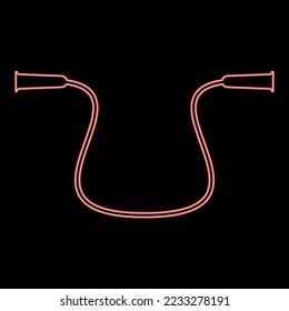 Neon jump rope for workout skipping rope for sports fitness icon black color vector illustration flat style simple imagein circle round red color vector illustration image flat style light