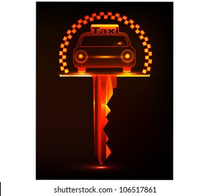 Neon Key Taxi.Vector