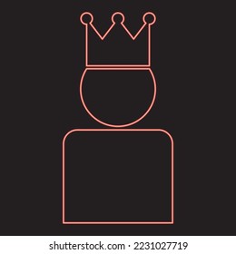 Neon king in crown red color vector illustration image flat style light